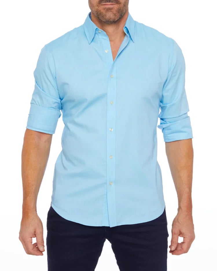 Oxford Stretch Zip Shirt-AVENZIE