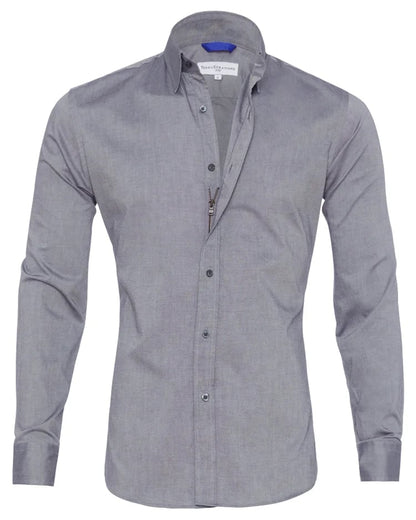 Oxford Stretch Zip Shirt-AVENZIE