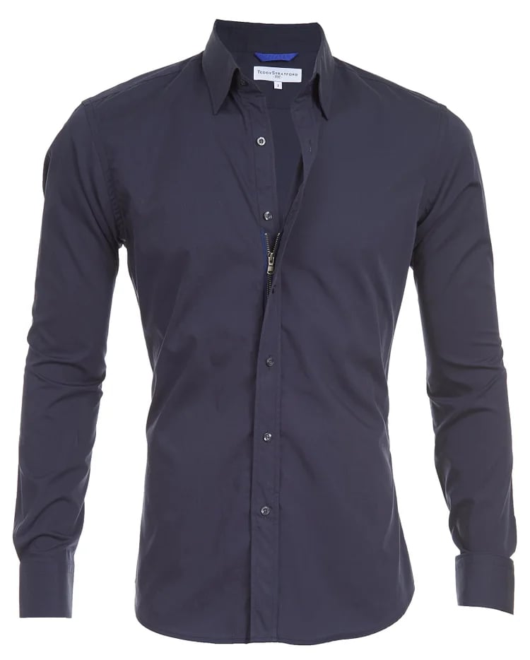 Oxford Stretch Zip Shirt-AVENZIE