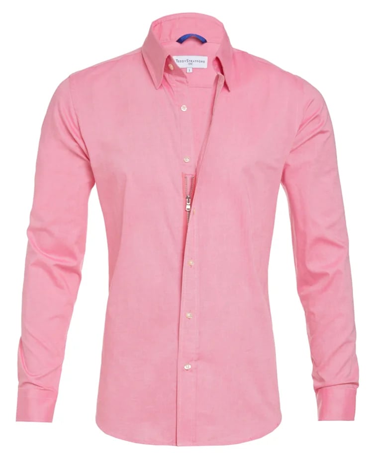 Oxford Stretch Zip Shirt-AVENZIE