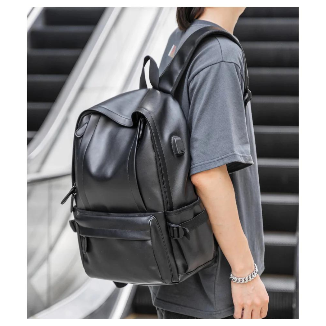 Waterproof Leather Backpack for Men-AVENZIE