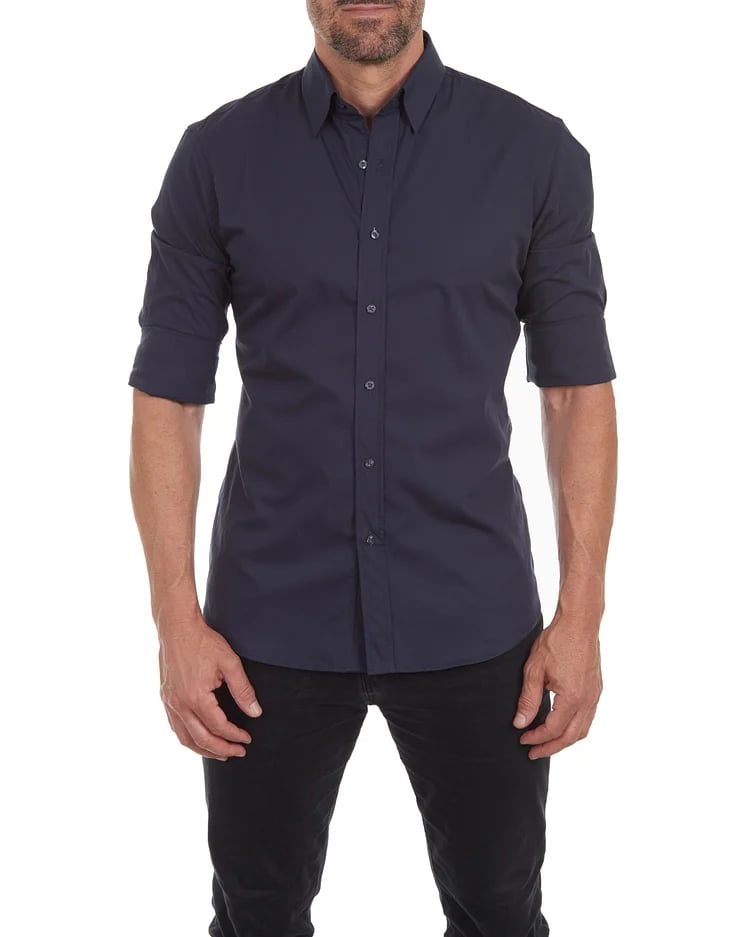 Oxford Stretch Zip Shirt-AVENZIE