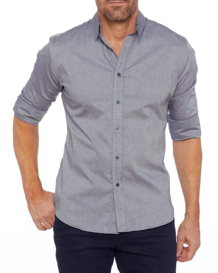 Oxford Stretch Zip Shirt-AVENZIE